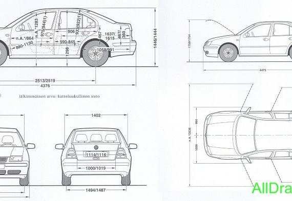 Volkswagen Bora (Фольцваген Бора) - чертежи (рисунки) автомобиля
